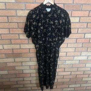 Vintage Blonde & Me Black and Gold Paisley Printed Dress READ**